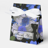 Elegant zilveren blauw wit elegante retro bloemen bedankdoosjes (Voorkant Zijde)