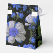 Elegant zilveren blauw wit elegante retro bloemen bedankdoosjes (Achterkant)