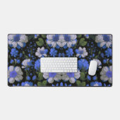 Elegant zilveren blauw wit elegante retro bloemen bureaumat (Keyboard & Muis)