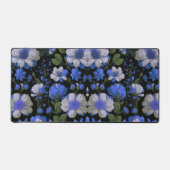 Elegant zilveren blauw wit elegante retro bloemen bureaumat (Voorkant)