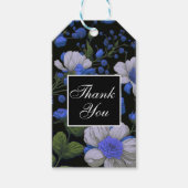Elegant zilveren blauw wit elegante retro bloemen cadeaulabel (Voorkant)