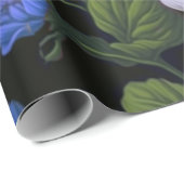 Elegant zilveren blauw wit elegante retro bloemen cadeaupapier (Rol Hoek)