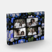 Elegant zilveren blauw wit elegante retro bloemen fotoblokken (Links)