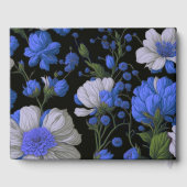 Elegant zilveren blauw wit elegante retro bloemen gastenboek (Achterkant)
