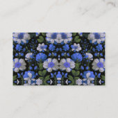 Elegant zilveren blauw wit elegante retro bloemen informatiekaartje (Achterkant)