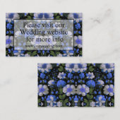 Elegant zilveren blauw wit elegante retro bloemen informatiekaartje (Voorkant / Achterkant)