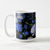 Elegant zilveren blauw wit elegante retro bloemen koffiemok (Links)