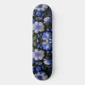 Elegant zilveren blauw wit elegante retro bloemen persoonlijk skateboard (Voorkant)