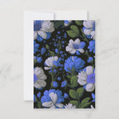Elegant zilveren blauw wit elegante retro bloemen RSVP kaartje (Achterkant)