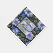 Elegant zilveren blauw wit elegante retro bloemen servet (Hoek)