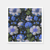 Elegant zilveren blauw wit elegante retro bloemen servet (Voorkant)