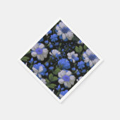 Elegant zilveren blauw wit elegante retro bloemen servet (Hoek)