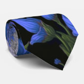 Elegant zilveren blauw wit elegante retro bloemen stropdas (Opgerold)