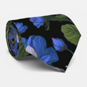 Elegant zilveren blauw wit elegante retro bloemen stropdas (Opgerold)