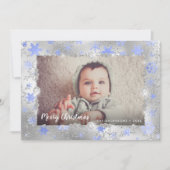 Elegant zilveren blauwe sneeuwvlokken, aangepaste  feestdagenkaart (Voorkant)