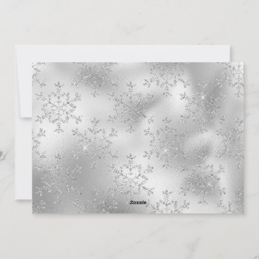 Elegant zilveren blauwe sneeuwvlokken, aangepaste  feestdagenkaart (Achterkant)