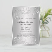 Elegant zilveren bloei afstudeerfeest kaart (Staand voorkant)