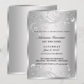 Elegant zilveren bloei afstudeerfeest kaart (Voorkant / Achterkant)