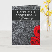 Elegant Zilveren Bloemen Man 25e Jubileum Kaart (Gele Bloem)