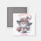 Elegant zilveren bloemenmand schattig valentijn ka magneet (Voorkant / Achterkant)