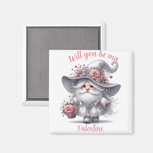 Elegant zilveren bloemenmand schattig valentijn ka magneet (Voorkant / Achterkant)