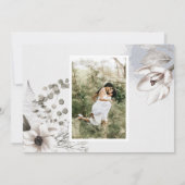 elegant zilveren bloesfoto, behalve de datum kaart (Achterkant)