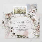 elegant zilveren bloesfoto, behalve de datum kaart (Voorkant / Achterkant)