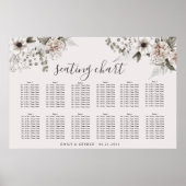 Elegant zilveren blos bloemig zitplaatsenbord poster (Voorkant)