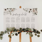 Elegant zilveren blos bloemig zitplaatsenbord poster