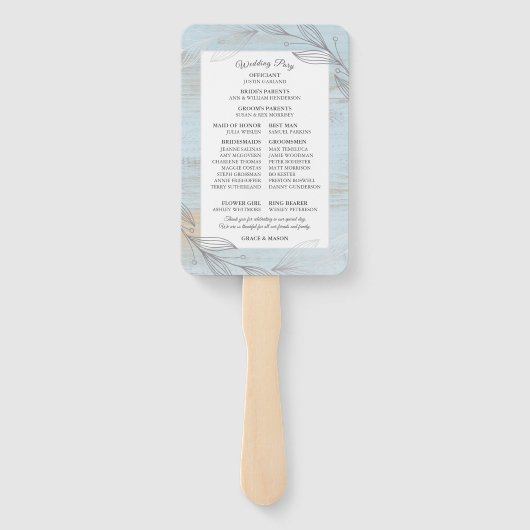 Elegant zilveren botanische bladeren bruiloft prog handwaaier (Achterkant)