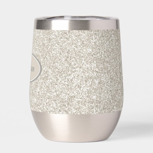 Elegant zilveren bronzen glitter monogram (Achterkant)