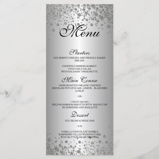 Elegant zilveren bruiloft Menu (Voorkant)