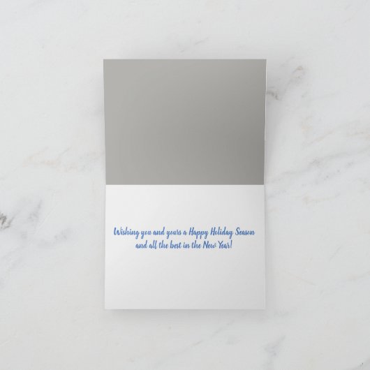 Elegant zilveren cadeau met blauwe lint Zilveren s Feestdagen Kaart (Binnen)