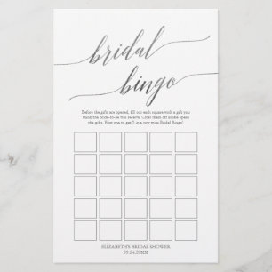 Elegant Zilveren Calligrafie Bruidsbingospel Flyer