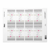 Elegant zilveren damast en roze bruiloft wijnlabel etiket (Full Sheet)