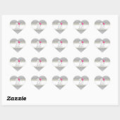 Elegant zilveren damast en roze roze roze roze mon hart sticker (Vel)