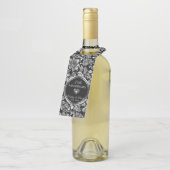 Elegant zilveren damast flessenhanger (Schuin)