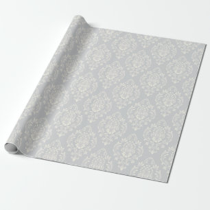 Elegant Zilveren Damast Patroon Luxe Cadeaupapier