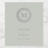 Elegant Zilveren Deco Krans Monogram Wijn Etiket (Enkel label)