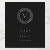 Elegant Zilveren Deco Krans Monogram Wijn Etiket (Enkel label)