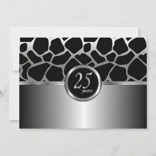 Elegant Zilveren Design 25-jarig Jubileum Kaart (Voorkant)