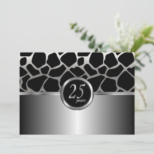 Elegant Zilveren Design 25-jarig Jubileum Kaart (Staand voorkant)