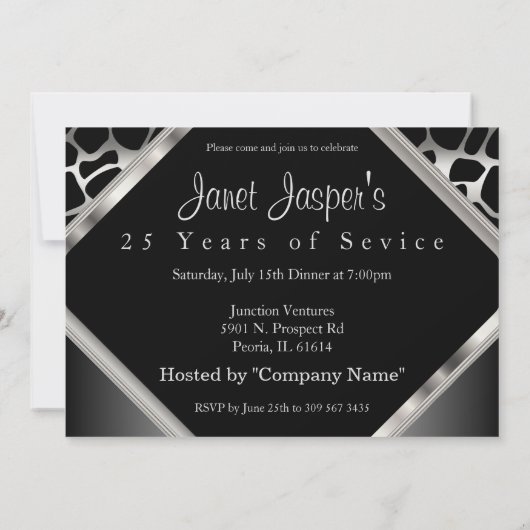 Elegant Zilveren Design 25-jarig Jubileum Kaart (Achterkant)