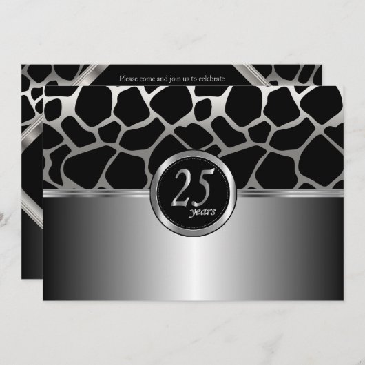 Elegant Zilveren Design 25-jarig Jubileum Kaart (Voorkant / Achterkant)