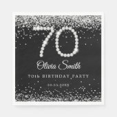 Elegant Zilveren Diamanten 70ste Verjaardagsfeest Servet (Voorkant)
