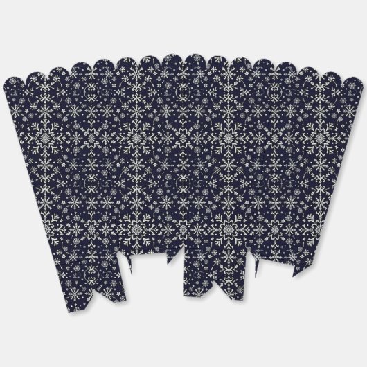 Elegant zilveren en blauwe sneeuwvlokken patroon bedankdoosjes (Ongevouwen)