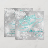 Elegant zilveren en Blauwgroen blauw Masquerade Pa Kaart (Voorkant / Achterkant)