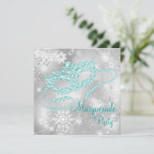 Elegant zilveren en Blauwgroen blauw Masquerade Pa Kaart (Staand voorkant)
