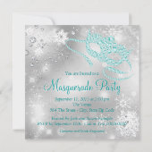 Elegant zilveren en Blauwgroen blauw Masquerade Pa Kaart (Achterkant)