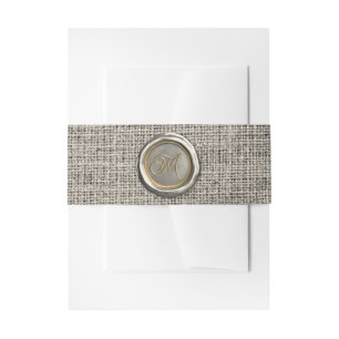 Elegant zilveren en gouden monogram waszegel rusti uitnodigingen wikkel